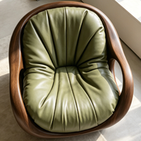 Canapé monoplace en cuir véritable de style vintage, canapé de loisirs en bois massif pour salons, balcons et clubs haut de gamme