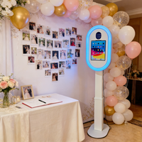 Nouvelle Conception 2025 : Coque de Photobooth Ovale pour iPad avec Éclairage d'Appoint, Compatible Appareil Photo Reflex Numérique pour Événements Festifs