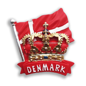 <span class=keywords><strong>Scandinave</strong></span> personnalisé conçu Danemark <span class=keywords><strong>drapeau</strong></span> couronne 3D polyrésine et métal réfrigérateur aimant Souvenir et cadeau pour les touristes - Product Image 1