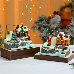 Decoraciones navideñas, adornos musicales luminosos, regalos de Navidad, figuras giratorias de Papá Noel de estilo europeo - Product Image 2