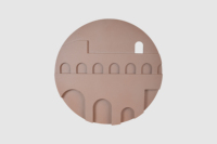 Art Deco Stone House Round Wall Art (LK-26080) - Décoration murale ronde en MDF pour salon