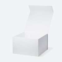 Boîte cadeau magnétique carrée A5 en carton blanc profond avec ruban, emballage de luxe pour vêtements pour hommes, emballage personnalisé pour cadeaux