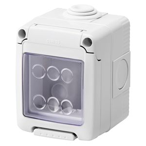 Gewiss GW27042 RAL 7035 IP55 dispositivo di sistema 2-Gang impermeabile involucro grigio contenitore di stoccaggio - Product Image 1