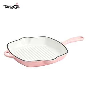 Sartén Europea Rosa con Rejillas Verticales que Separan la Comida del Aceite, Apta para Todas las Estufas y Hornos, Cuadrada de 25 cm, para Asar Pollo - Product Image 1