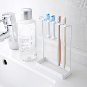 Soporte vertical para cepillos de dientes de baño, de acero inoxidable, diseño clásico duradero, instalación sin perforaciones, almacenamiento para enjuague bucal - Product Image 3