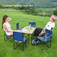 Ensemble table et chaises de camping style forêt, structure en acier inoxydable, tissu Oxford, mobilier d'extérieur pliable pour camping, pêche, art