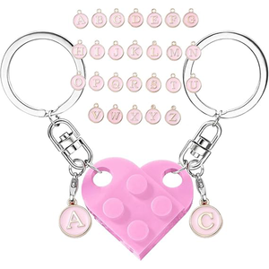 Lot de porte-clés en forme de cœur personnalisés avec logo, décoration en forme de cœur assortie, vente en gros, neuf couleurs - Product Image 1