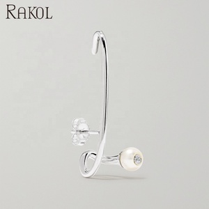 RAKOL EP2667 Clips de oreja de diamantes de imitación coreanos Pendientes de cristal simples - Product Image 5