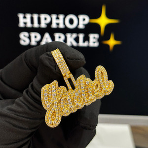 Personalized <b>Name</b> Pendant 2 Inch 925 Silver 14K Gold Plated Moissanite Diamond Hip Hop Luxury Bling <b>Chain</b> Jewelry for Men Women - Product Image 6