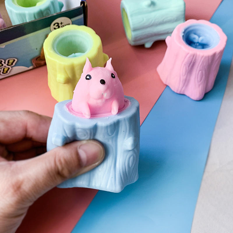 Squishy Squeeze Popper Fidget Toy Cup Decompression Evil Squirrel Toys for Kids in Vending Machines