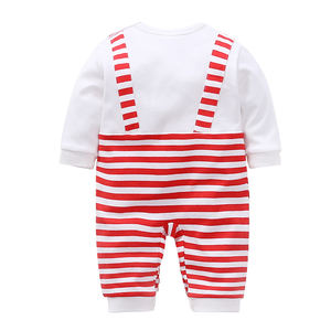 Combinaison en coton pour bébé pour le printemps et l'automne, avec un aspect de salopette à fausses rayures - Product Image 4