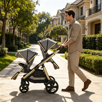 Poussette double tandem pliable haut de gamme 3 en 1 pour jumeaux, berceau, landau et poussette de voyage pour bébés et nourrissons