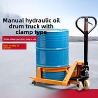 Nouveau type de chariot manuel hydraulique pour fûts d'huile en acier, véhicule de manutention rapide et pratique pour entrepôt