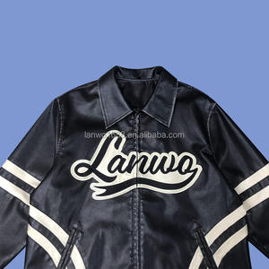 Commercio all'ingrosso stile stile Vintage stile stile Vintage personalizzato giacche di pelle Cropped Casual inverno con cerniera motivo moto - Product Image 2