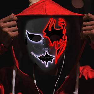 Halloween PVC đa-màu Glowing Led mặt nạ đáng sợ và đáng sợ khiêu vũ bên trang phục Prop - Product Image 6