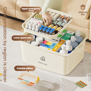 Boîte à médicaments portable de grande capacité, organiseur de médicaments, trousse de premiers soins, boîte de rangement médicale familiale, boîte à pilules d'urgence - Product Image 2