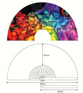 พัดพลาสติกขนาด 13 นิ้ว พิมพ์ลายกังฟูและเกย์ไพรด์ พัดพับได้สำหรับงานเทศกาลและงานปาร์ตี้ - Product Image 6