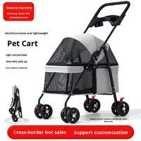 Poussette multifonctionnelle pliable pour animaux de compagnie avec roues 360°, chariot de transport pour chiens et chats, pare-soleil, pour promenades en extérieur, fournitures pour animaux de compagnie, vente en gros