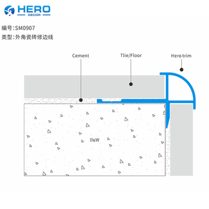 <span class=keywords><strong>Profil</strong></span>é en alliage <span class=keywords><strong>d</strong></span>'aluminium <span class=keywords><strong>pour</strong></span> panneau mural MDF de centre commercial de luxe, moulure de revêtement en métal en forme de R <span class=keywords><strong>pour</strong></span> coin extérieur avec finition affleurante - Product Image 6