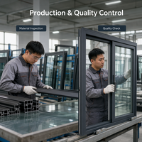 Ventanas Corredizas de Aluminio Resistentes a Huracanes con Mosquitera, Ventanas de Aluminio de Doble Hoja para Terraz y Solárium para Casas