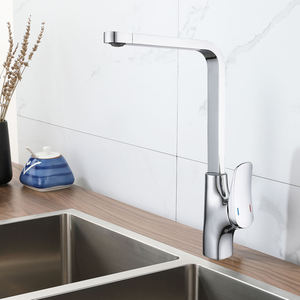 Minimally Modern 59-1 Brass Kitchen Faucet with Hot and Cold Kitchen Mixer, Single Hole Chrome Black Faucet - Product Image 1