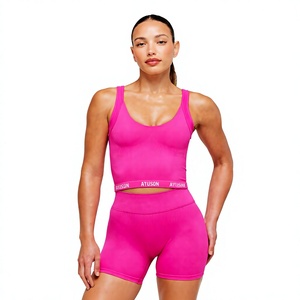 Ensemble de sport pour femmes sans couture personnalisé |   Soutien-gorge de sport et short cycliste |   Vêtements de sport pour le yoga et la remise en forme |   Fabrication OEM ODM - Product Image 1