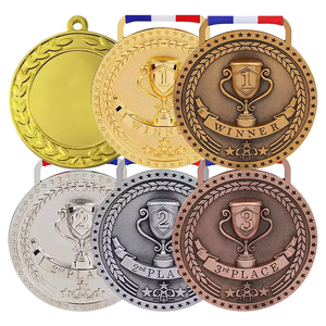 Medaglie di premiazione della gara sportiva in metallo bianco placcato in oro medagliere della maratona 3d europa - Product Image 3