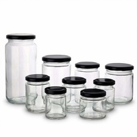 Bocaux en verre de qualité alimentaire de 100/150/195/240/350/450/500/1000 ml, bocaux ronds à large ouverture avec couvercles pour le stockage et l'emballage des aliments