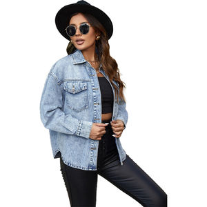 Nouvelle arrivée Veste en <span class=keywords><strong>jean</strong></span> à bon prix pour femmes Veste en <span class=keywords><strong>jean</strong></span> à chaud à bon prix Veste en <span class=keywords><strong>jean</strong></span> pour femmes Veste chemise en <span class=keywords><strong>jean</strong></span> surdimensionnée - Product Image 1