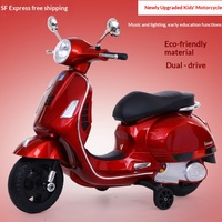 Moto électrique en plastique pour enfants, tricycle à batterie, double propulsion, voiture jouet à roulettes avec télécommande