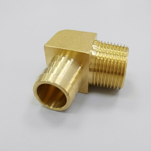 Raccord coudé en laiton fileté mâle à 90 degrés pour tuyau, usiné CNC, poli, métrique - Product Image 2