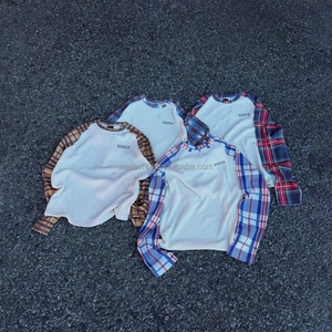 Chemises à manches longues en tricot gaufré personnalisées, design patchwork à carreaux, thermiques, haute qualité, 100% coton, tricot gaufré à manches longues pour hommes - Product Image 1