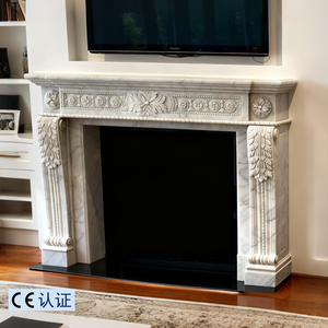 आंतरिक उपयोग के लिए कस्टम प्राकृतिक संगमरमर हाथ से नक्काशीदार फायरप्लेस - Product Image 1