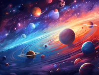 Papier peint abstrait coloré avec des planètes de l'espace, revêtement mural imperméable en PVC avec impression de galaxie cosmique pour la chambre à coucher, le bureau, l'arrière-plan