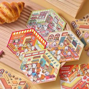3 unids/pack 2.5D paisaje pegatinas deliciosa <span class=keywords><strong>calle</strong></span> esquina serie Linda pequeña casa Diy escena decoración Material pegatinas - Product Image 3