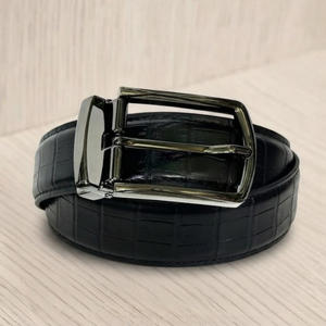 Ceinture en cuir classique pour homme, texture crocodile, boucle à ardillon unique, ceinture décontractée et formelle, fabriquée au Vietnam - Product Image 5