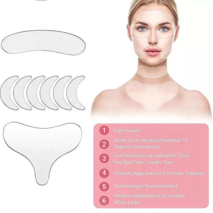 Amazon Top Sale Belleza Cuidado Personal 11 piezas en uno Parches de silicona reutilizables Mascarilla facial antiarrugas para arrugas