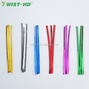 TWIST-HD 10cm Metallic PET Twist Tie Single Wire Twist Lock Clip Padaria Embalagem Decoração Colorida Amarrando Gravatas