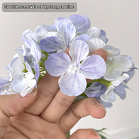 Bunga Hydrangea Sutra Putih Iridescent 3D Print Grosir dengan Batang dan Daun untuk Dekorasi Rumah