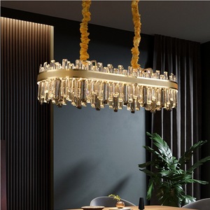 Luxury Modern Pendant Light Switch Control Iron Electroplating Sand Gold Ring <b>Crystal</b> Led <b>Chandeliers</b> - Product Image 3