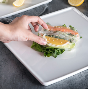 Square White <b>Ceramic</b> Dinner <b>Plates</b> Custom Logo For Upscale Restaurants Luxury Hotels Gourmet Food Plating Bulk Custom Service - Product Image 5