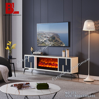 Meuble TV moderne avec foyer électrique et plateau en marbre, télécommande, foyer électrique 75 pouces avec meuble TV intégré, luxe moderne