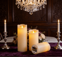 Lilin Pilar LED Tanpa Api Bertenaga Baterai dengan Remote Control, Ramah Lingkungan, Lilin Parafin Warna Ivory untuk Dekorasi Pernikahan dan Natal