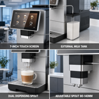 Machine à expresso professionnelle 19 bars avec moulin intégré, contrôle automatique de la température, du grain à la tasse, pour café