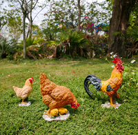 Villa Jardin Décoration Simulation Coq et Poule Décoration Animal Sculpture Maternelle Pelouse Paysage Résine Artisanat Statue