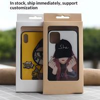 Boîte d'emballage personnalisable pour coque de téléphone de la marque Shaher, prête pour la vente en gros et au détail, avec fenêtre transparente en PVC et fente Euro, en papier kraft à suspendre pour mobile