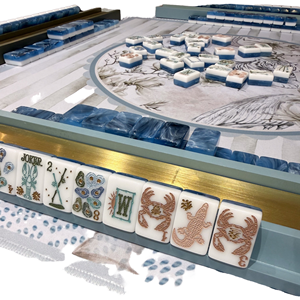 Juego de Mahjong Americano de 160 Piezas, Fichas de Mahjong de 2 Capas con Diseño Acuático, Grabadas en Acrílico, Regalo de Lujo - Product Image 5