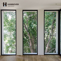 Fenêtre en aluminium noir fixe à double vitrage, isolation thermique, insonorisation, résistance aux chocs, fenêtre anti-ouragan pour villa moderne