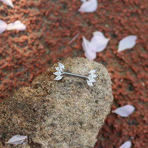 Vente en gros de bagues de piercing pour tétons en acier inoxydable 316L avec zircon cubique marquise, accessoires de bijouterie - Product Image 5