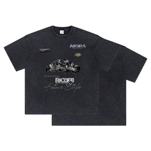 Camiseta Negra Lavada Estilo Futuro <span class=keywords><strong>Akira</strong></span> para Hombre, Oversize, 100% Algodón, Streetwear Retro, Gráfico de Anime Desgastado, Anti-Pilling - Product Image 5